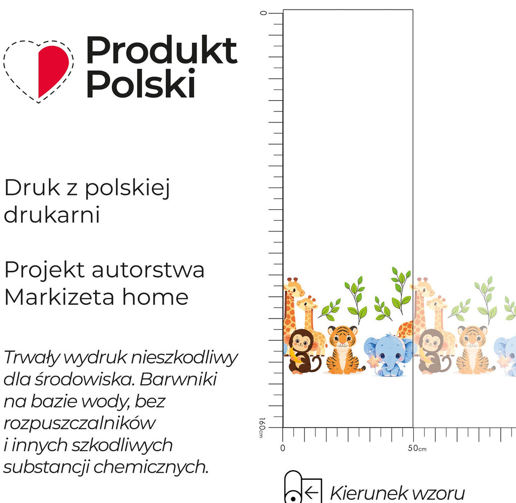 Firanka woalowa dziecięca Safari Zwierzęta gotowa z taśmą
