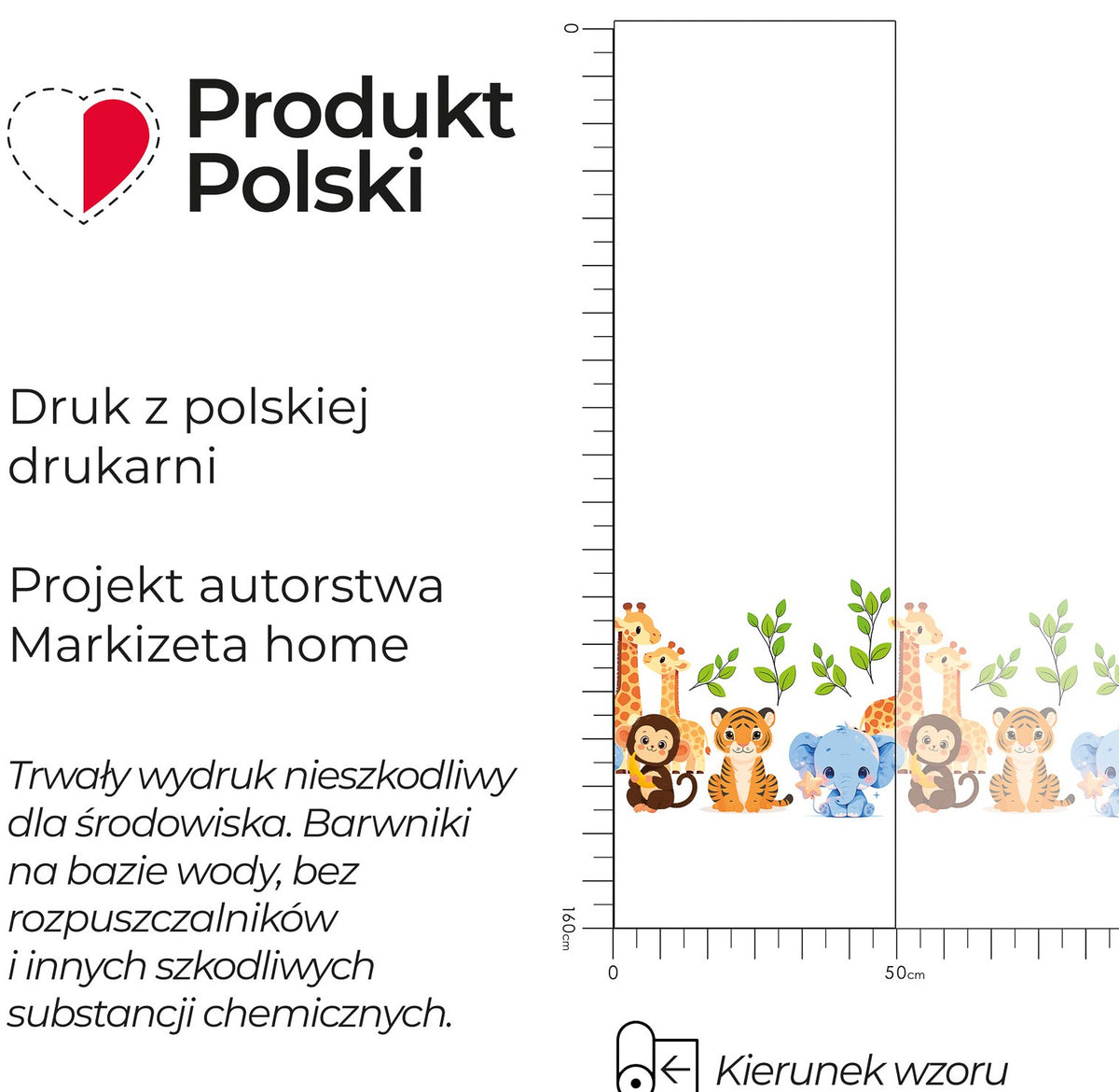 Firanka woalowa dziecięca Safari Zwierzęta gotowa z taśmą