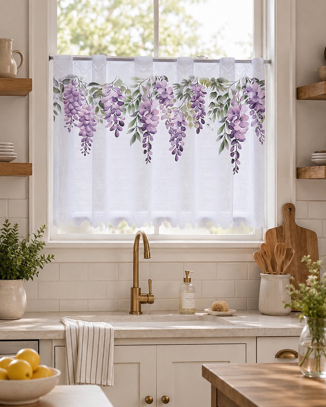 Zazdrostka, krótka firanka na patyk do okna wisteria zazdrostka pieknefirany